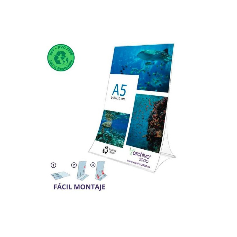 86305V CS TP ARCHIVO 2000 EXPOSITOR DE SOBREMESA L FLEXIBLE Y PLEGABLE DIN A5 VERTICAL PET 100% RECICLABLE