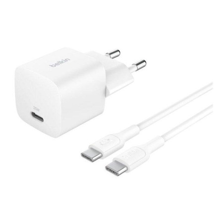 WCA012KQ1MWH-B6 BELKIN CARGADOR PARED USB-C + CABLE USB-C A USB-C 25W BLANCO