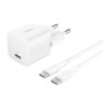 WCA012KQ1MWH-B6 BELKIN CARGADOR PARED USB-C + CABLE USB-C A USB-C 25W BLANCO