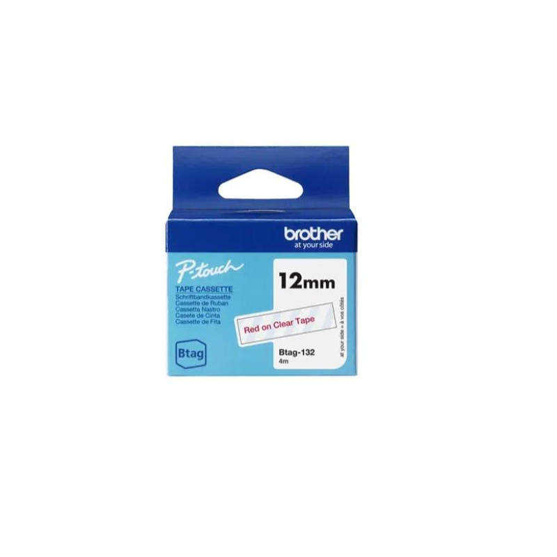 BTAG132 BROTHER CINTA DOMÉSTICA BTAG ROJO SOBRE TRANSPARENTE - PTN10
