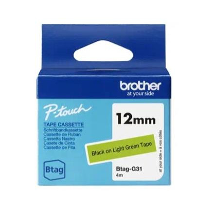 BTAGG31 BROTHER CINTA DOMÉSTICA BTAG NEGRO SOBRE VERDE - PTN10