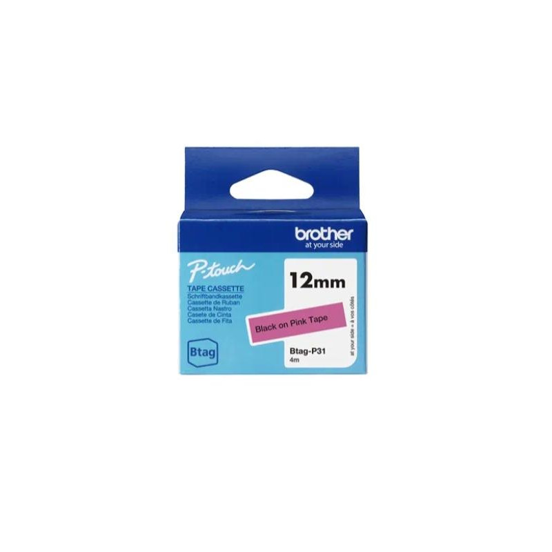 BTAGP31 BROTHER CINTA DOMÉSTICA BTAG NEGRO SOBRE ROSA - PTN10