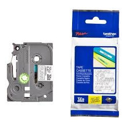 TZE135 BROTHER CINTA ROTULADORA LAMINADA TEXTO BLANCO SOBRE TRANSPARENTE - 12MMX8M
