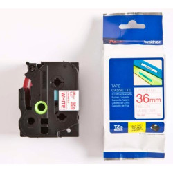 TZE262 BROTHER CINTA ROTULADORA LAMINADA TEXTO ROJO SOBRE FONDO BLANCO - 36MMX8M