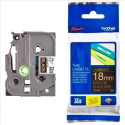 TZE344 BROTHER CINTA ROTULADORA LAMINADA TEXTO DORADO SOBRE NEGRO - 18MMX8M