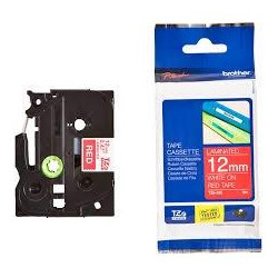 TZE435 BROTHER CINTA ROTULADORA LAMINADA TEXTO BLANCO SOBRE ROJO - 12MMX8M