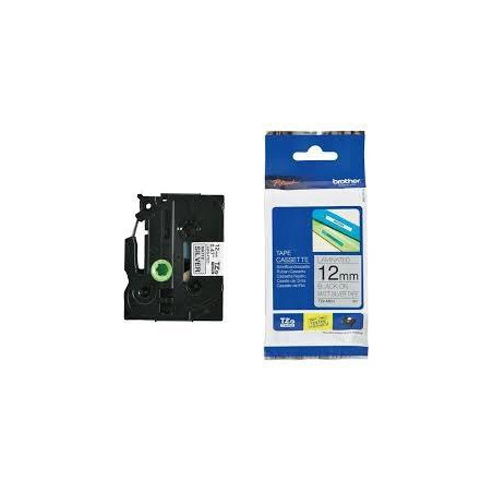 TZEM931 BROTHER CINTA ROTULADORA LAMINADA TEXTO NEGRO SOBRE PLATA MATE - 12MMX8M