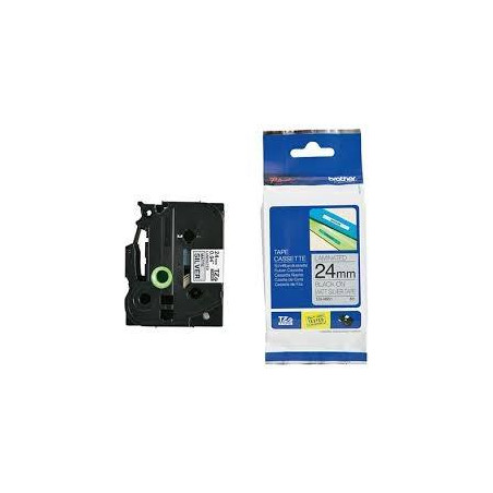 TZEM951 BROTHER CINTA ROTULADORA LAMINADA TEXTO NEGRO SOBRE FONDO PLATA MATE - 24MMX8M