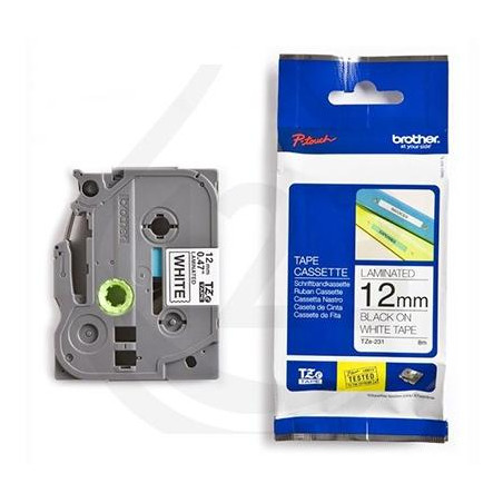 TZES131 BROTHER CINTA ROTULADORA LAMINADA SUPER ADHESIVA TEXTO NEGRO SOBRE TRANSPARENTE - 12MMX8M