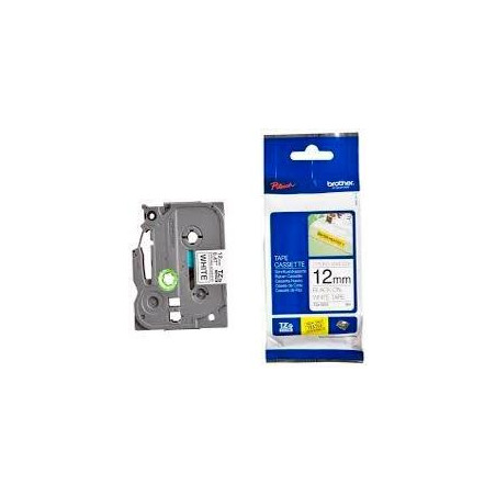 TZES231 BROTHER CINTA ROTULADORA LAMINADA SUPER ADHESIVA TEXTO NEGRO SOBRE BLANCO - 12MMX8M