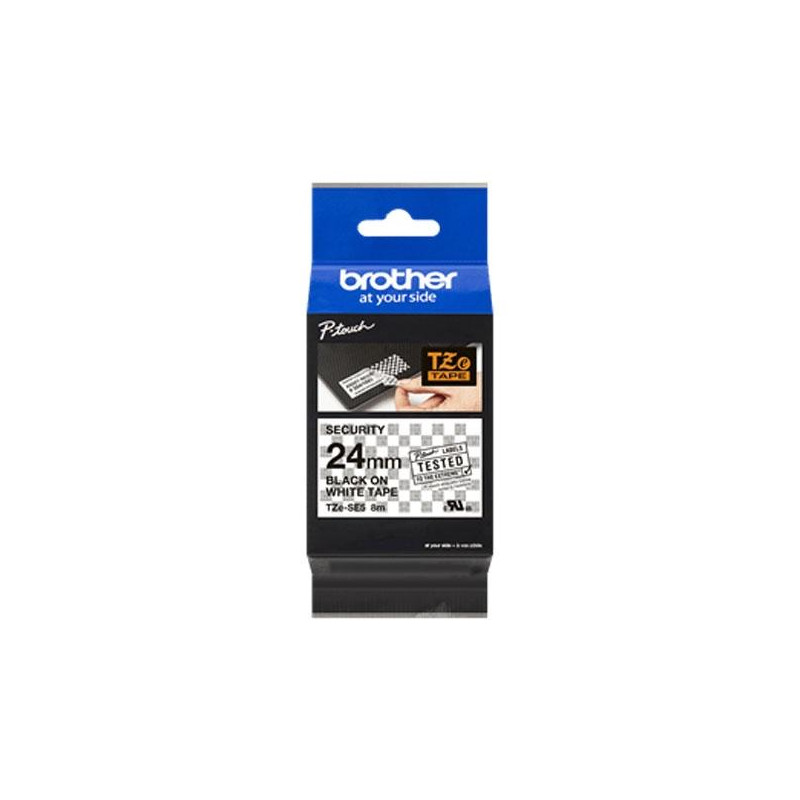 TZESE5 BROTHER CINTA ROTULADORA LAMINADA DE SEGURIDAD TEXTO NEGRO SOBRE BLANCO - 24MMX8M