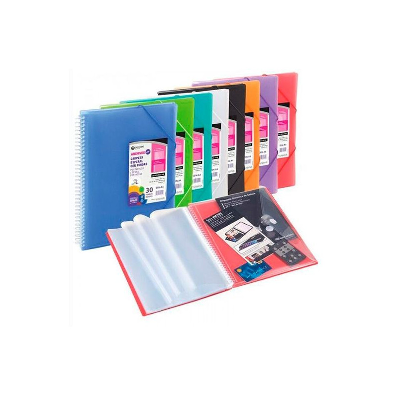 53038006 CARCHIVO CARPETA ARCHIVEX-STAR ESPIRAL PP EXTRA 80 FUNDAS A4 C/SOBRE CIERRE C/GOMAS NEGRO