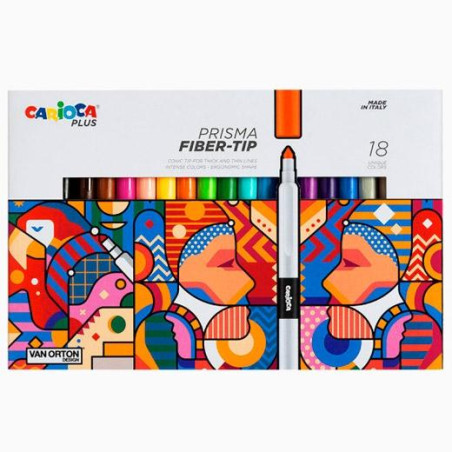 45206 CARIOCA PLUS ROTULADORES PRISMA COLORES SURTIDOS CAJA 18 UD