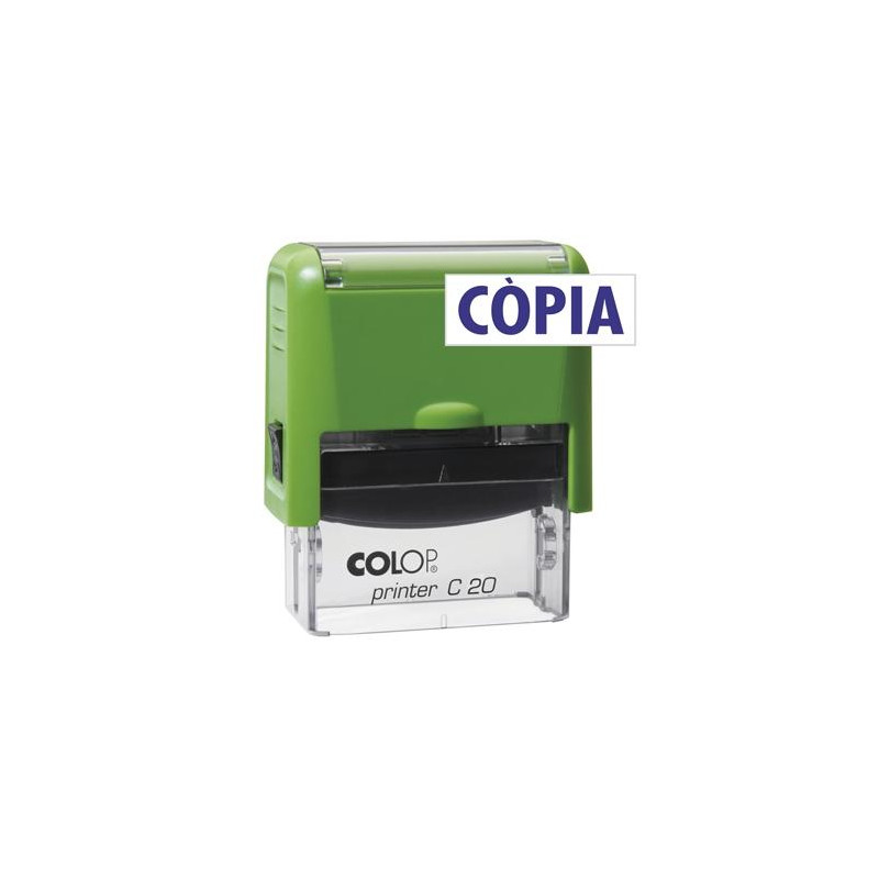 500766A COLOP SELLO PRINTER C20 FORMULA " CÒPIA " (CATALÁN) ALMOHADILLA E/20 14X38MM AZUL (CARCASA ROJO Y VERDE)