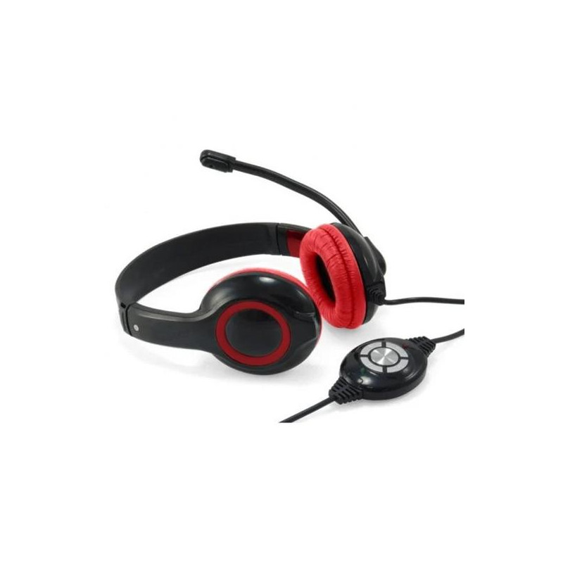 CCHATSTARU2R CONCEPTRONIC AURICULARES BIAURAL ESTEREO MICRÓFONO FLEXIBLE C/ CABLE USB ROJO