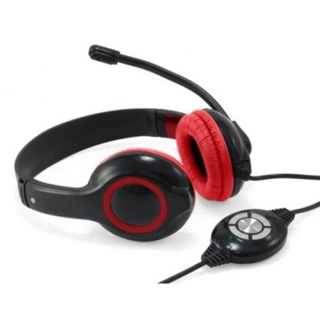 CCHATSTARU2R CONCEPTRONIC AURICULARES BIAURAL ESTEREO MICRÓFONO FLEXIBLE C/ CABLE USB ROJO