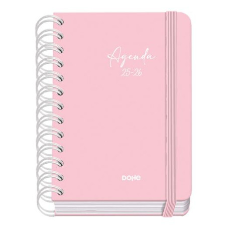 51937 DOHE AGENDA ESCOLAR SERENITY WIRE´O A6 ESPIRAL DOBLE DP TAPA DURA ROSA 2025-2026