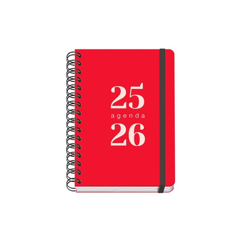 52031 DOHE AGENDA ESCOLAR GRAMMAR A5 ESPIRAL DOBLE DP TAPA PP ROJO 2025-2026
