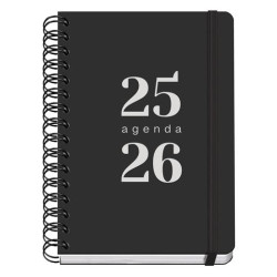 52033 DOHE AGENDA ESCOLAR GRAMMAR A5 ESPIRAL DOBLE DP TAPA PP NEGRO 2025-2026