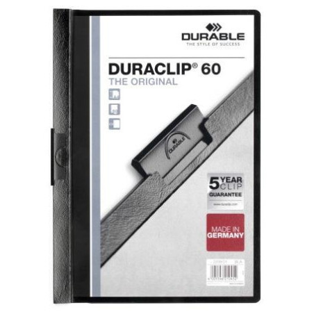 220901 DURABLE CARPETA DOSSIER PINZA DURACLIP 60 NEGRO A4 -25U-