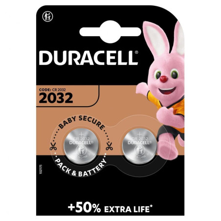 940282/1021175 DURACELL PILA ESPECIAL CR2032 DE BOTÓN LITIO 3V BLISTER 2 + 50% EXTRA LIFE