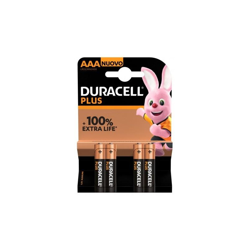 LR03AAA DURACELL PILAS PLUS LR03 ALCALINAS AAA 1.5V -PACK 4U-