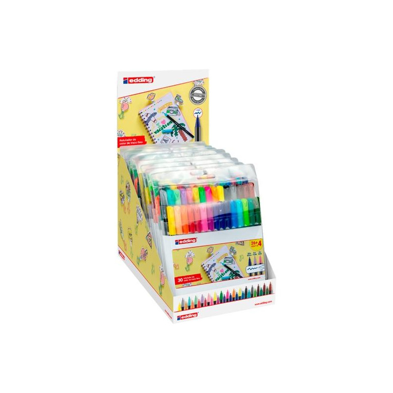 4-52443 EDDING ROTULADOR 1200 PUNTA FINA CLÁSICO/NEÓN/PASTEL C/SURTIDOS EXPOSITOR 10 PACK 4-1200-30