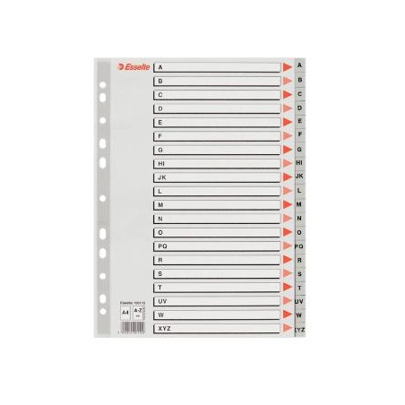 100112 ESSELTE ABECEDARIO SEPARADOR MULTITALADRO A-Z  POLIPROPILENO A4 GRIS CON CARÁTULA ÍNDICE CARTÓN COLOR
