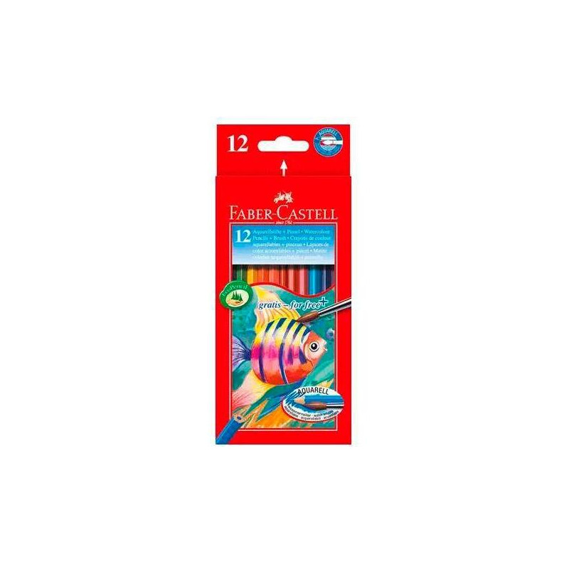 114413 FABER CASTELL LÁPICES DE COLORES ACUARELABLES CLASSIC + PINCEL C/SURTIDOS ESTUCHE 12 UD
