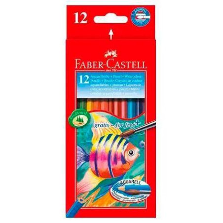 114413 FABER CASTELL LÁPICES DE COLORES ACUARELABLES CLASSIC + PINCEL C/SURTIDOS ESTUCHE 12 UD