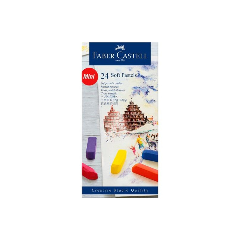 128224 FABER CASTELL TIZAS PASTELES BLANDAS MINI ESTUCHE 24U C/SURTIDOS