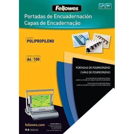 54770 FELLOWES TAPAS ENCUADERNAR A4 PP 450 MICRAS TRANSPARENTE PACK 100 UD