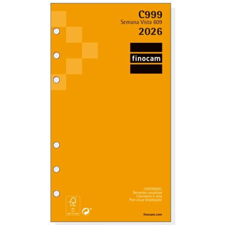 201260026 FINOCAM RECAMBIO ANUAL AGENDA DE ANILLAS CLASSIC C999 609-94X171MM SVH 2026