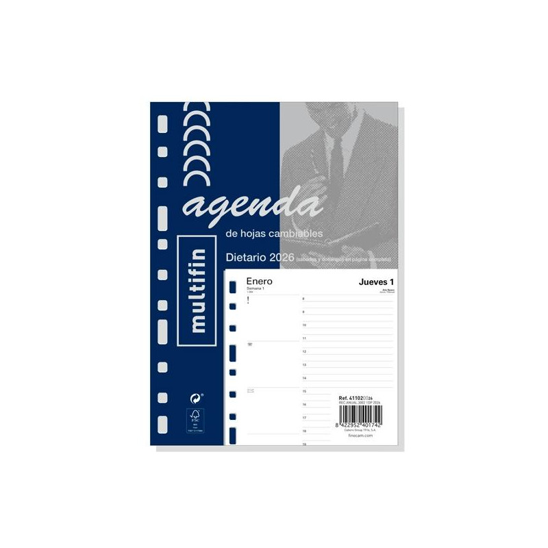 411020026 FINOCAM RECAMBIO ANUAL AGENDA 11 ANILLAS MULTIFIN 3002-155X215MM 1DP 2026