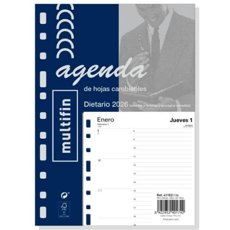 411020026 FINOCAM RECAMBIO ANUAL AGENDA 11 ANILLAS MULTIFIN 3002-155X215MM 1DP 2026