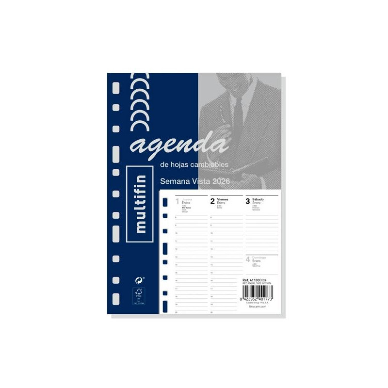 411030026 FINOCAM RECAMBIO ANUAL AGENDA 11 ANILLAS MULTIFIN 3002-155X215MM SVV 2026