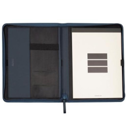 5098203 FINOCAM PORTADOCUMENTOS NOPAL CREMALLERA A4 IMITACIÓN CUERO AZUL MARINO