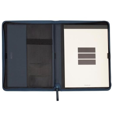 5098203 FINOCAM PORTADOCUMENTOS NOPAL CREMALLERA A4 IMITACIÓN CUERO AZUL MARINO