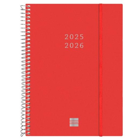 636241326 FINOCAM AGENDA ESPIRAL 18 MESES E10 SVH CIERRE C/GOMA TAPA PP ROJO 2025-2026