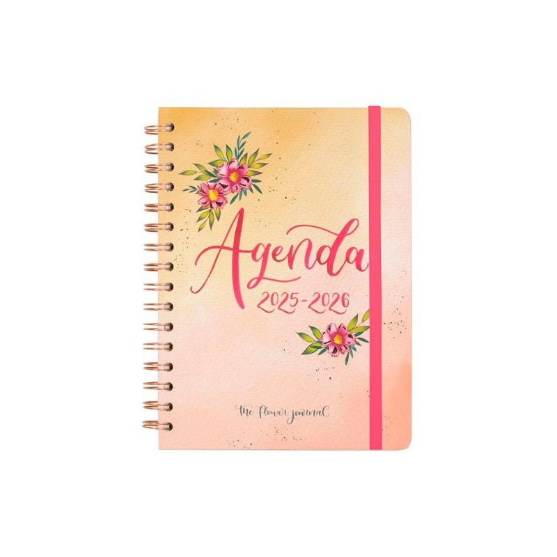647010226 FINOCAM AGENDA THE FLOWER JOURNAL ESPIRAL DOBLE E10 - 155X212MM SVH TAPA DURA ROSA 2025-2026