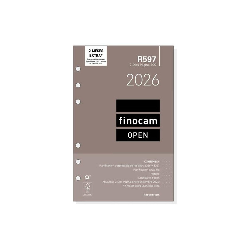 711600026 FINOCAM RECAMBIO ANUAL AGENDA DE ANILLAS OPEN R597 500-117X181MM 2DP 2026