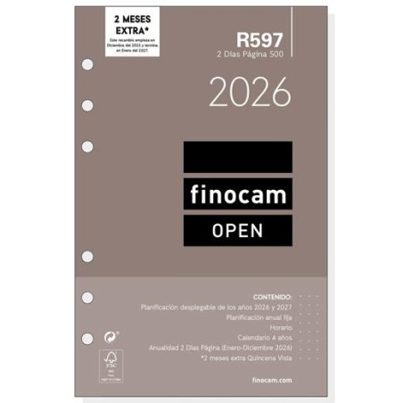 711600026 FINOCAM RECAMBIO ANUAL AGENDA DE ANILLAS OPEN R597 500-117X181MM 2DP 2026