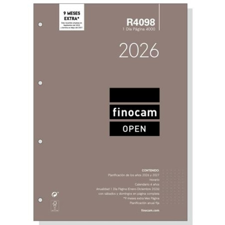 711650026 FINOCAM RECAMBIO ANUAL AGENDA DE ANILLAS OPEN R4098 4000-210X297MM 1DP 2026
