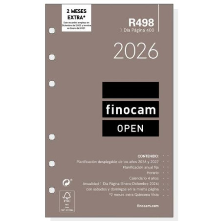 711660026 FINOCAM RECAMBIO ANUAL AGENDA DE ANILLAS OPEN R498 400-91X152MM 1DP 2026
