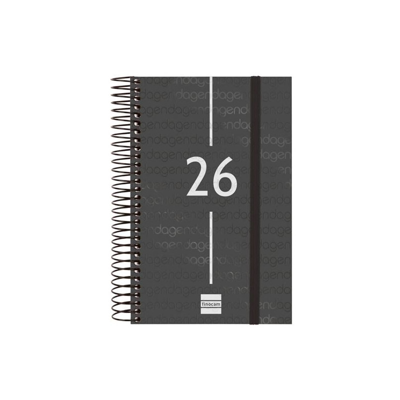 741096026 FINOCAM AGENDA ESPIRAL YEAR E5-117X181MM 1DP TAPA PP NEGRO 2026