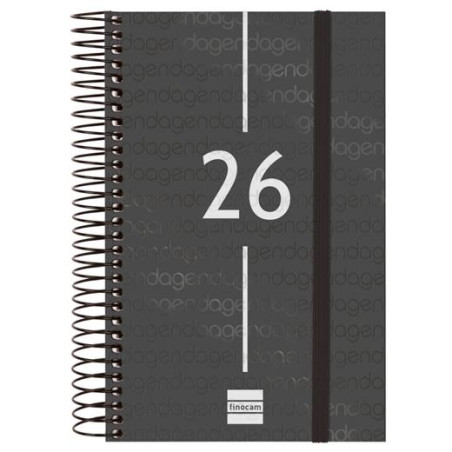 741096026 FINOCAM AGENDA ESPIRAL YEAR E5-117X181MM 1DP TAPA PP NEGRO 2026