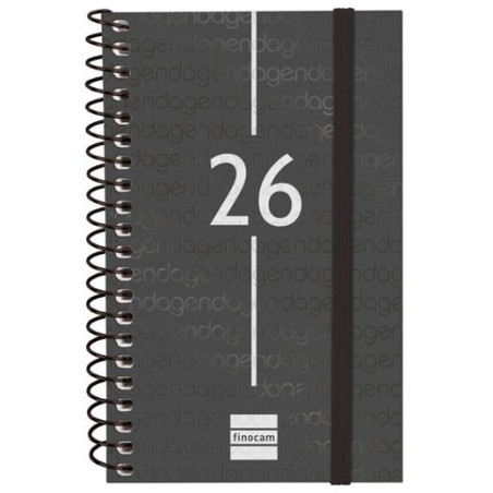 741426026 FINOCAM AGENDA ESPIRAL YEAR E3-79X127MM SVH TAPA PP NEGRO 2026