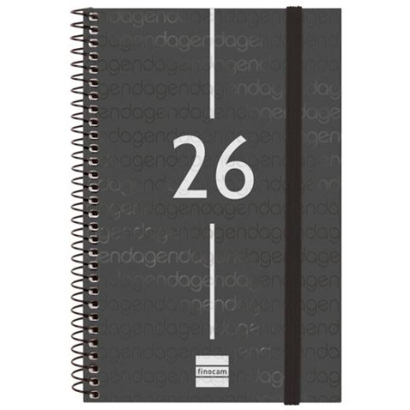 741446026 FINOCAM AGENDA ESPIRAL YEAR E5-117X181MM SVH TAPA PP NEGRO 2026