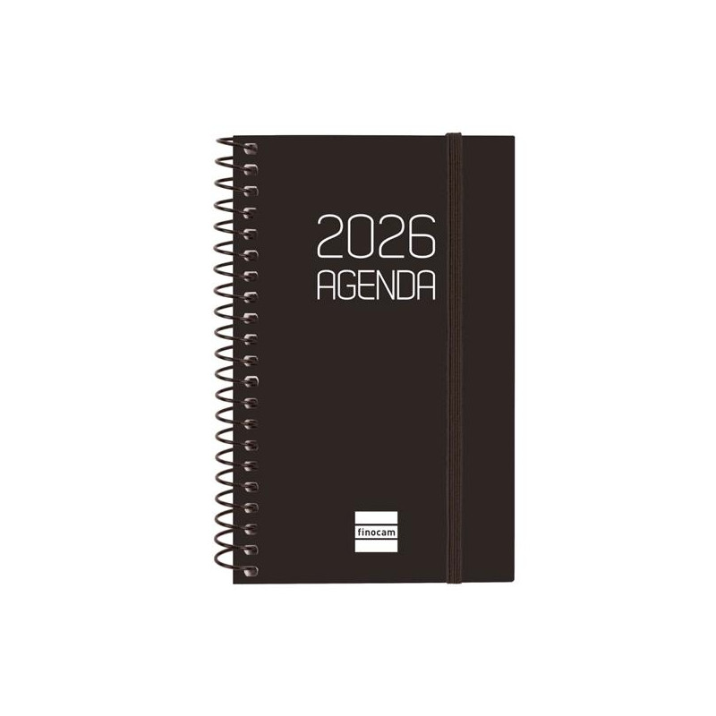 742716026 FINOCAM AGENDA ESPIRAL OPAQUE E3-79X127MM SVH TAPA PP NEGRO 2026