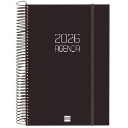 742876026 FINOCAM AGENDA ESPIRAL OPAQUE E11-165X242MM 1DP TAPA PP NEGRO 2026